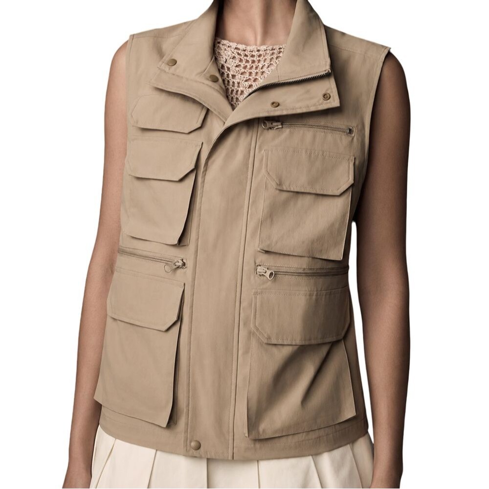 Anthropologie Utility Vest Womens Small Khaki Cargo Travel Gorpcore Boyish Charm